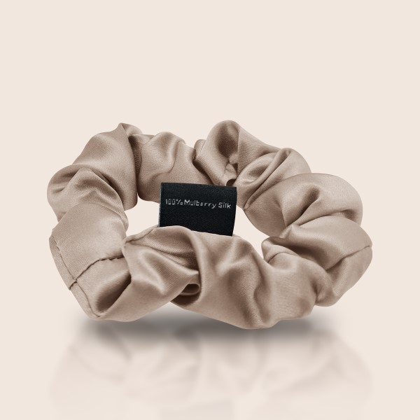 Beige Seiden-Haargummi – Bild 2