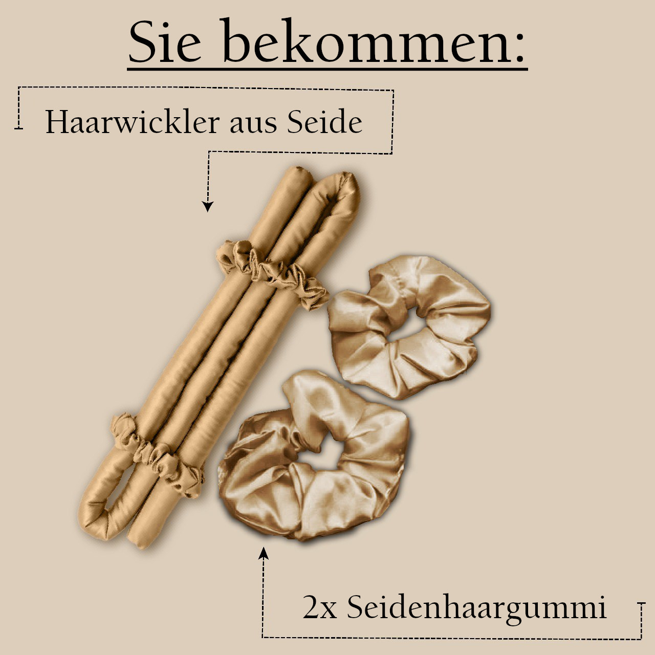 Lockenwickler ohne Hitze 100% Reine Seide! Gold – Bild 2