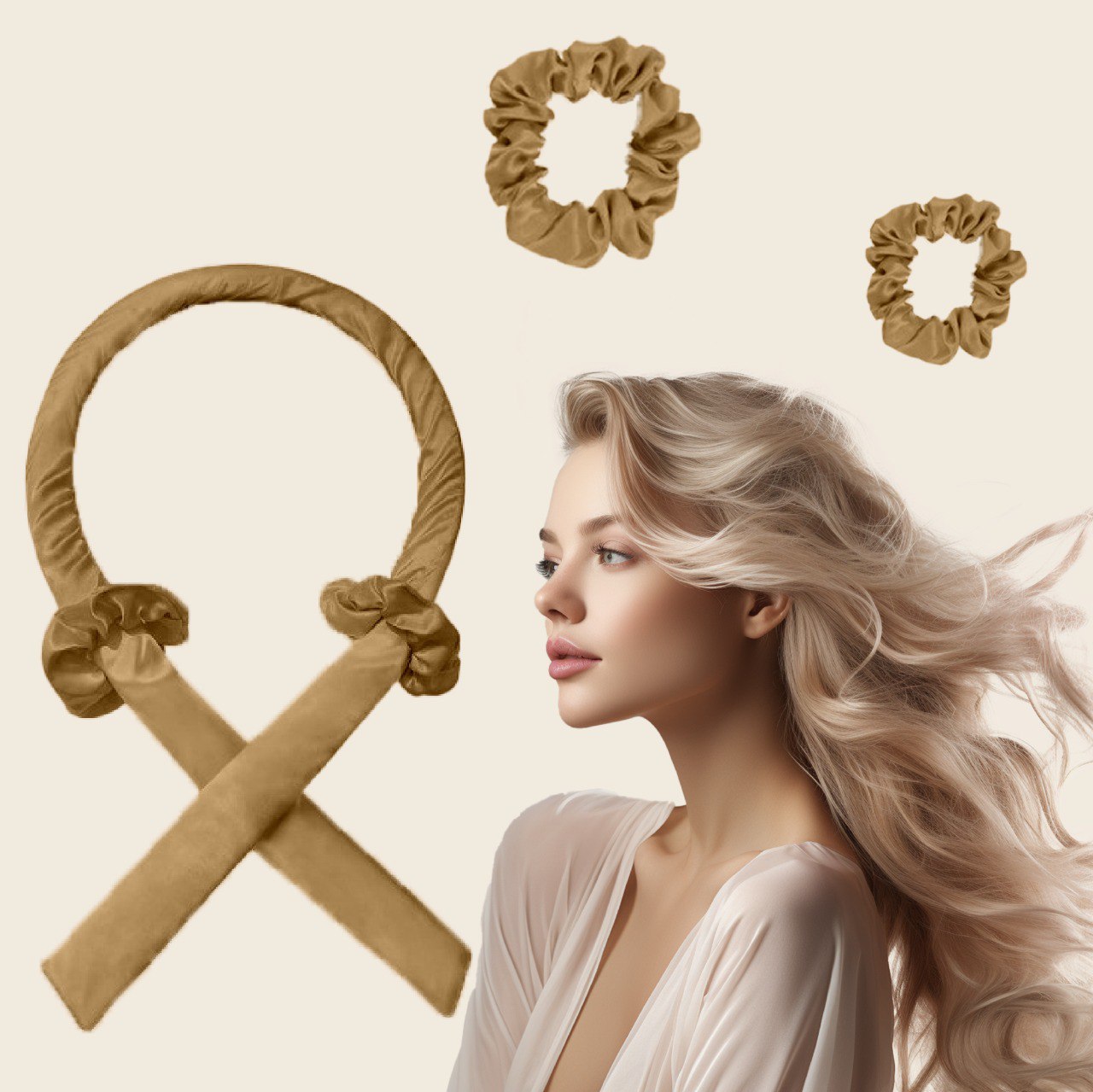 Lockenwickler ohne Hitze 100% Reine Seide! Gold